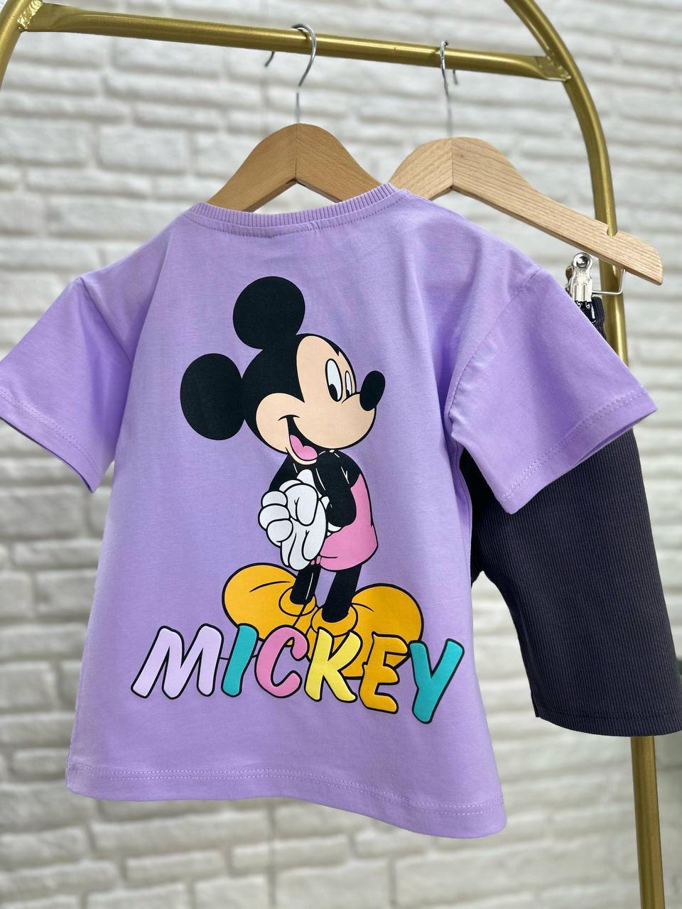 Mor mickey kısa tayt takım