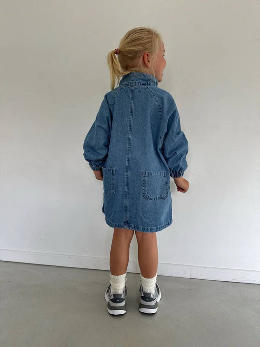 Yarım fermuarlı kot elbise