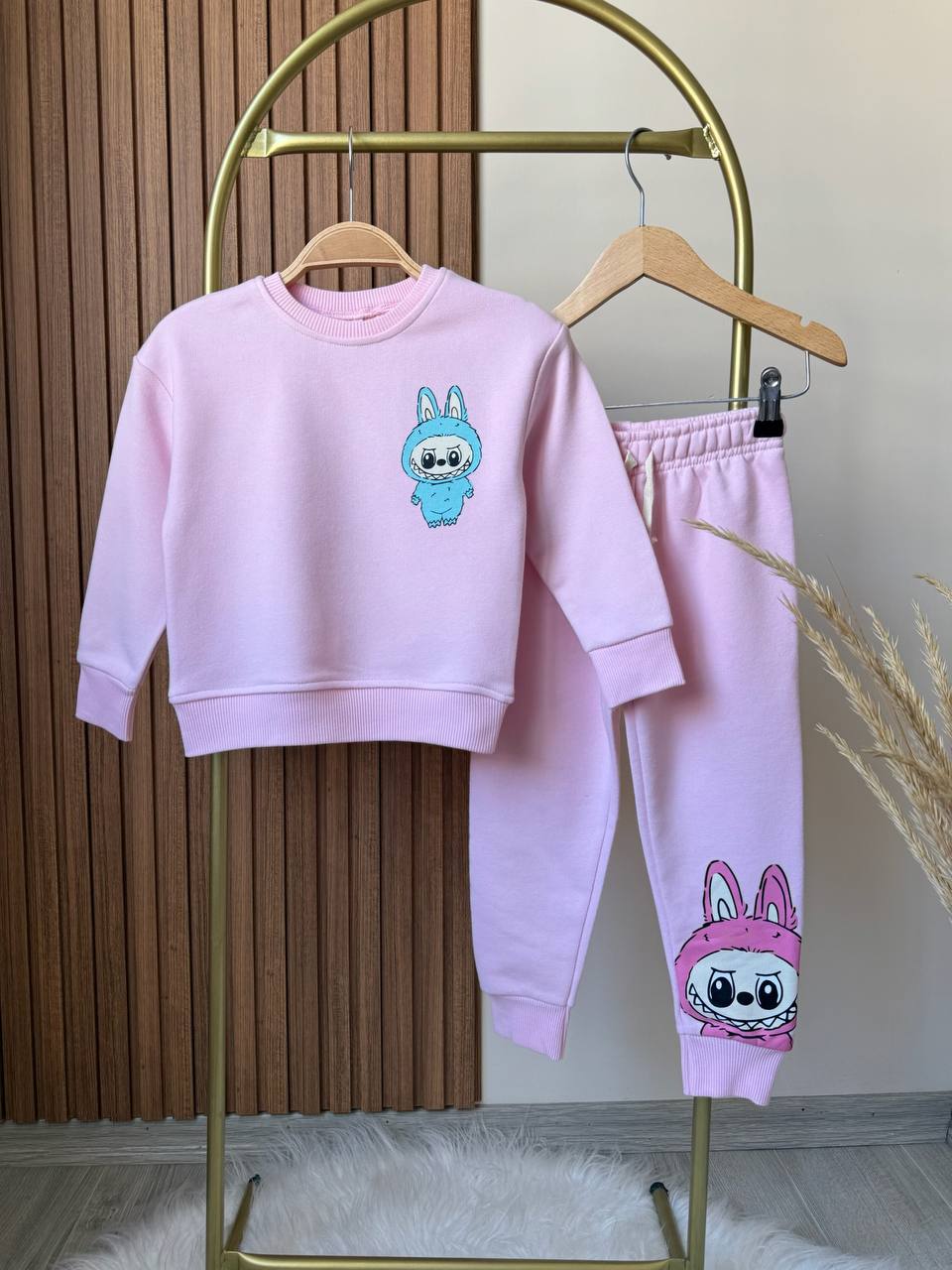 Labubu pembe 3 iplik takım