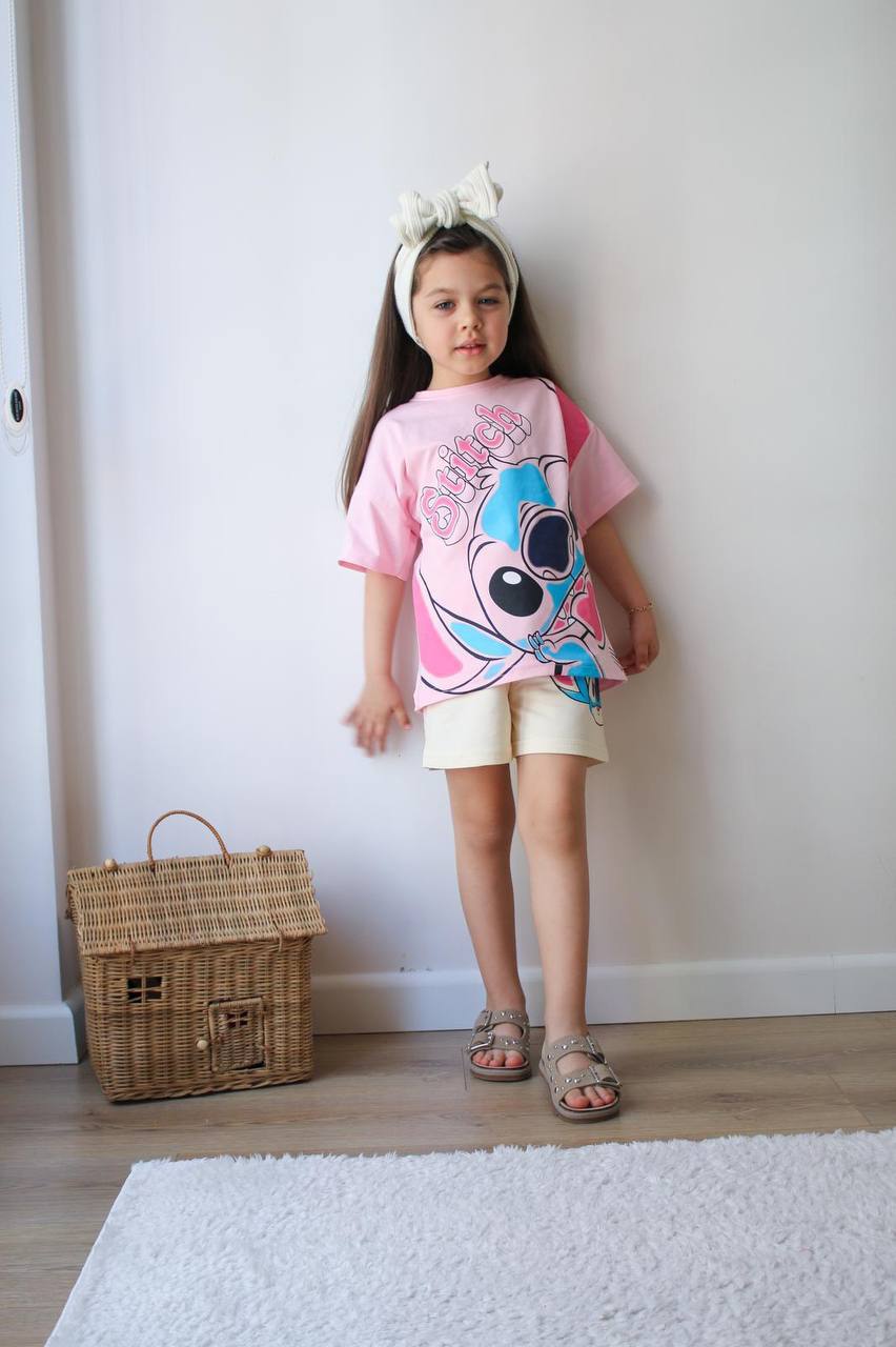 Stich pembe kız çocuk takım