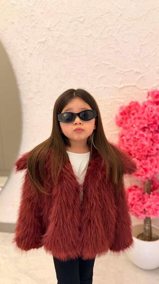 Bordo kız çocuk kürk
