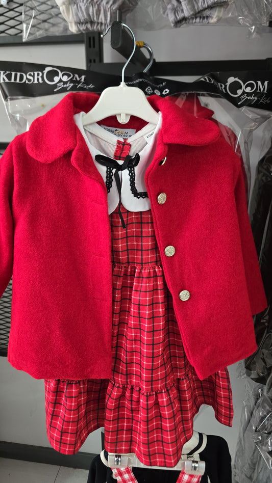 Kaşe ceket- ekose elbise takım