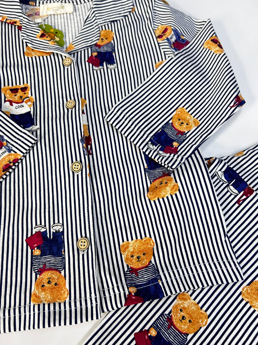 Unisex düğmeli pijama takımı