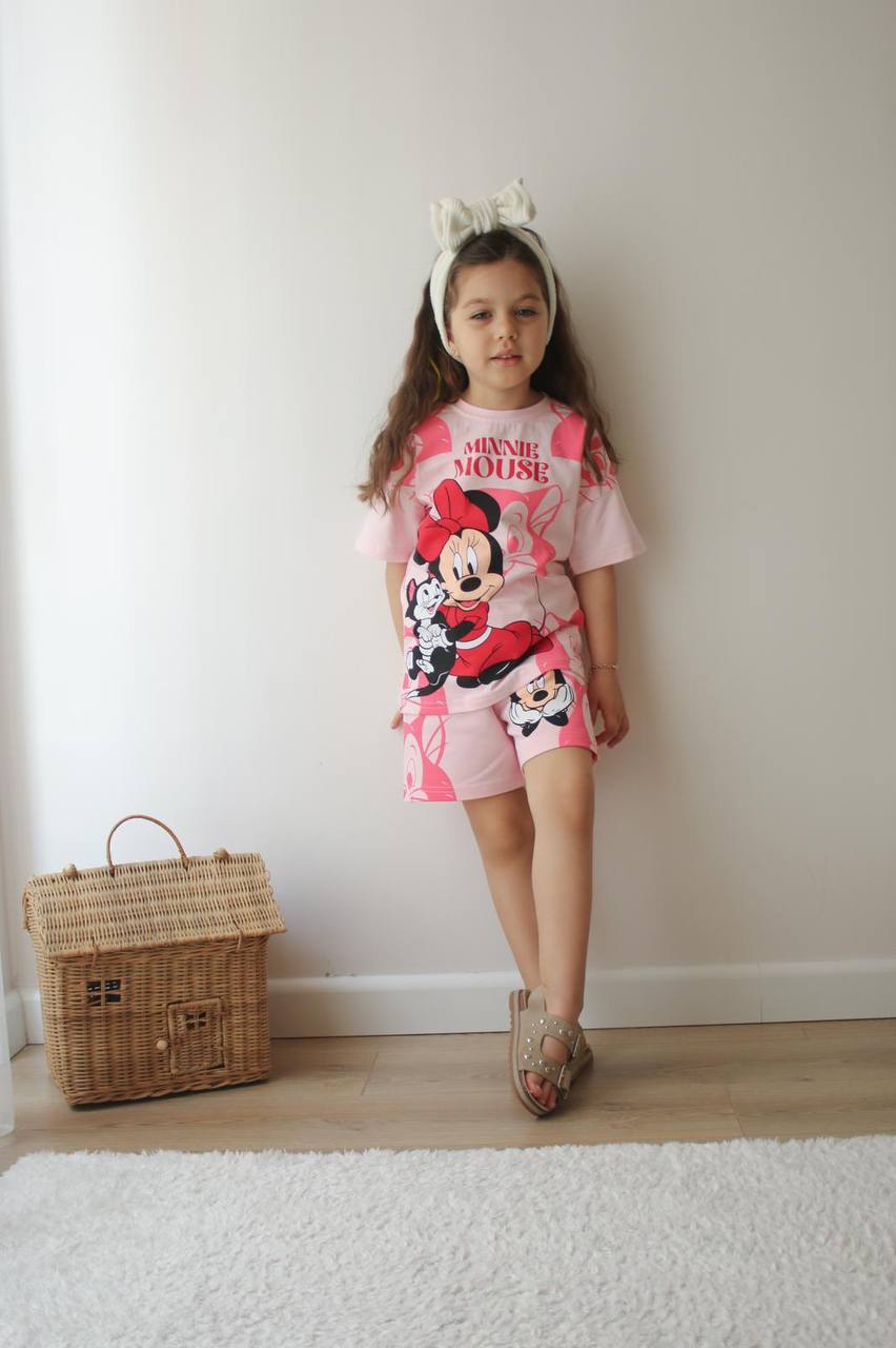 Minnie mouse kedili kız çocuk takım