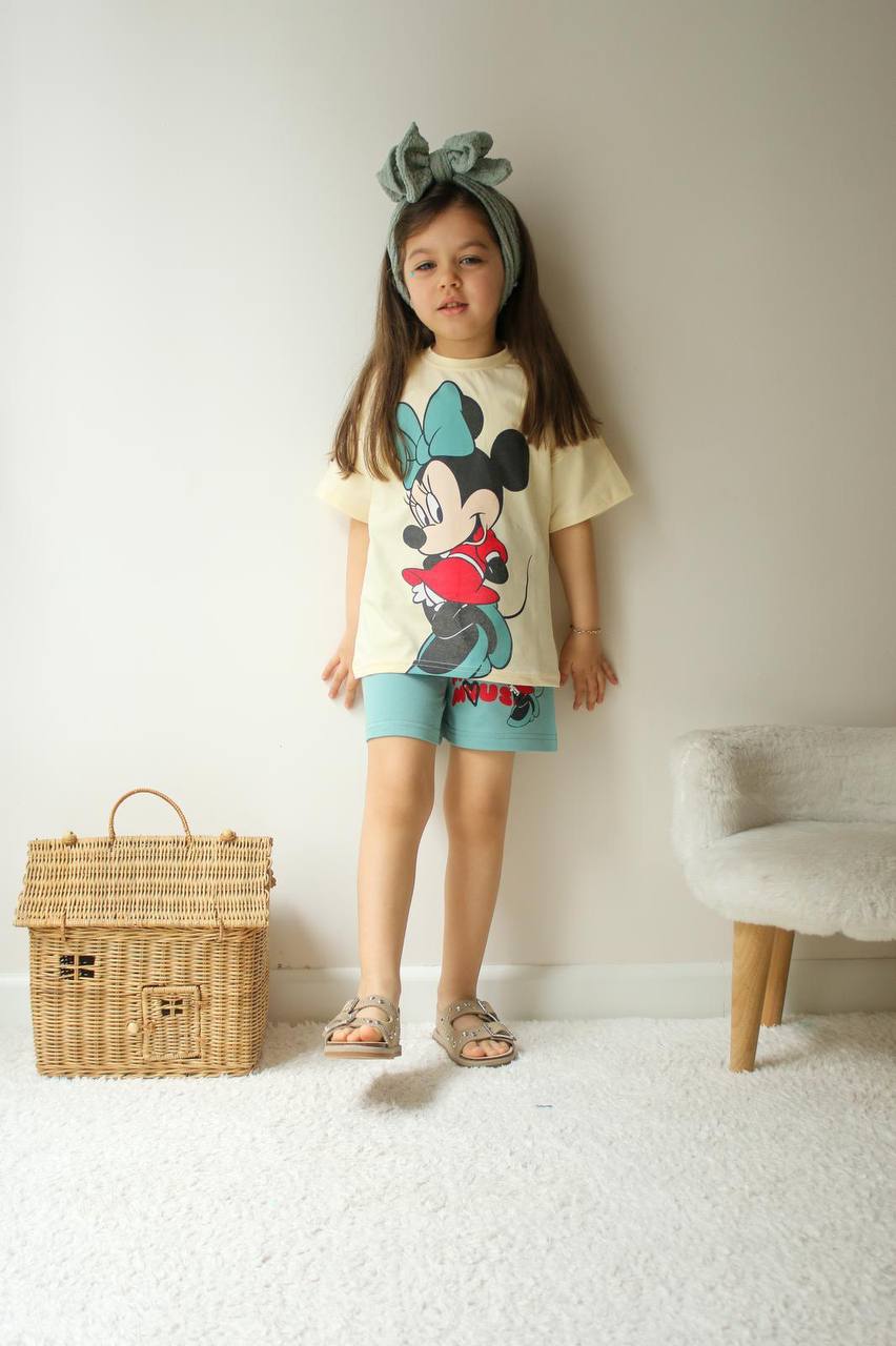Minnie mouse yeşil kız çocuk takım