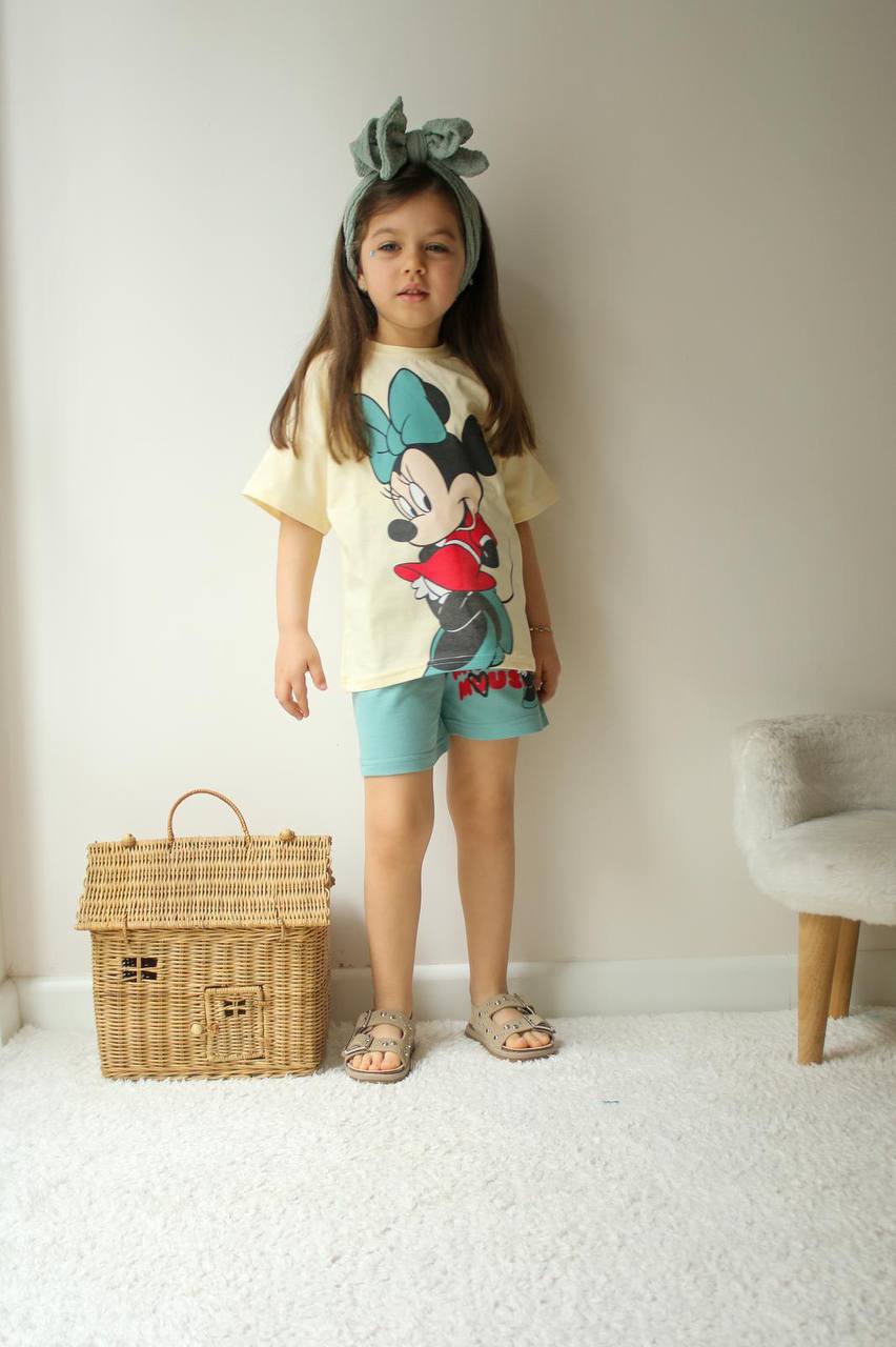 Minnie mouse yeşil kız çocuk takım