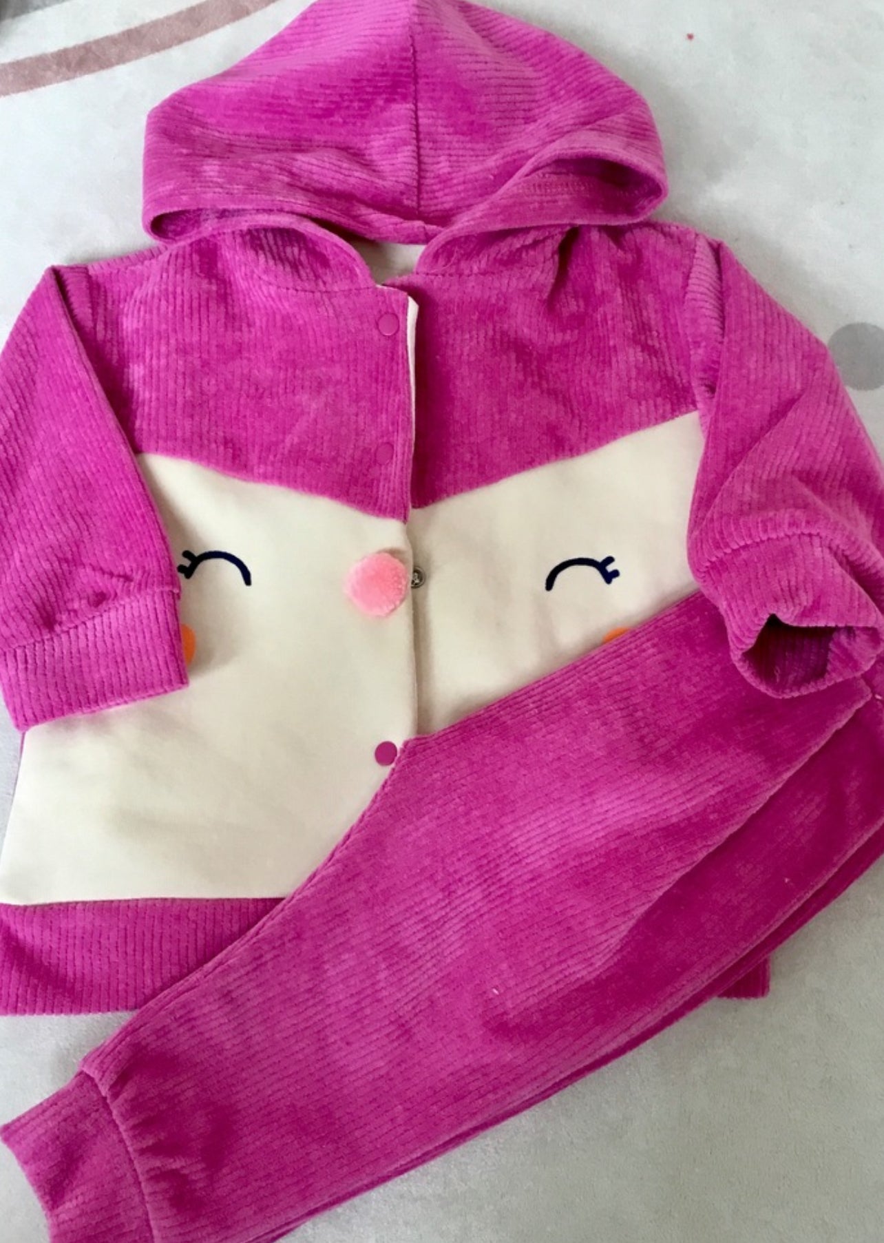 Pembe ince kadife kız bebek 3 lü takım