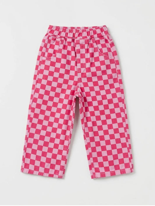 Pembe damalı balon jean