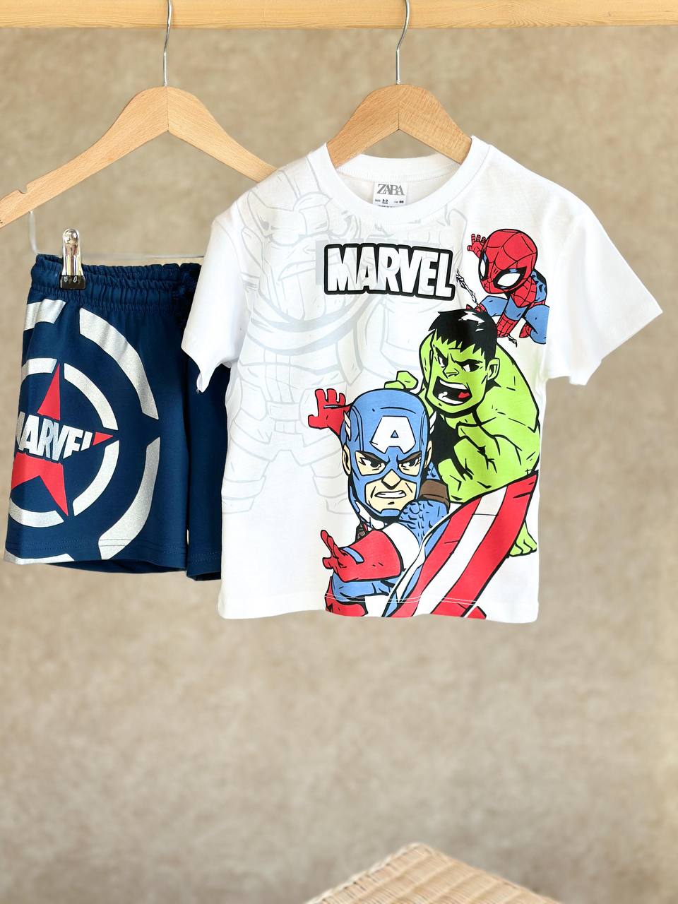 Marvel sim detaylı şort tişört erkek çocuk takım