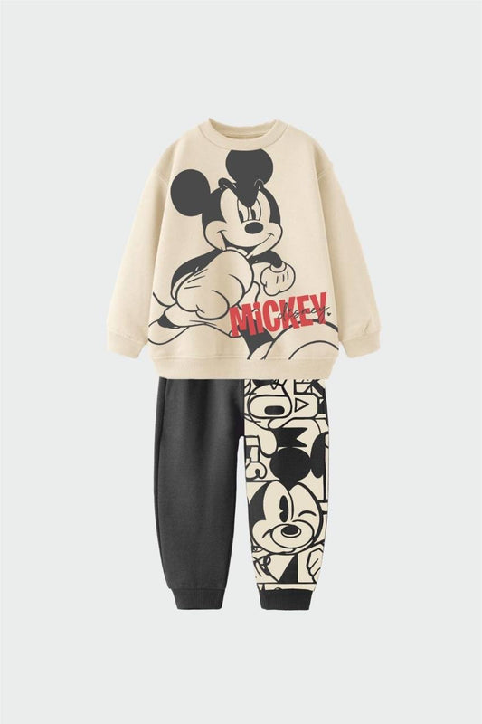 krem mickey mouse 3 iplik erkek çocuk takım