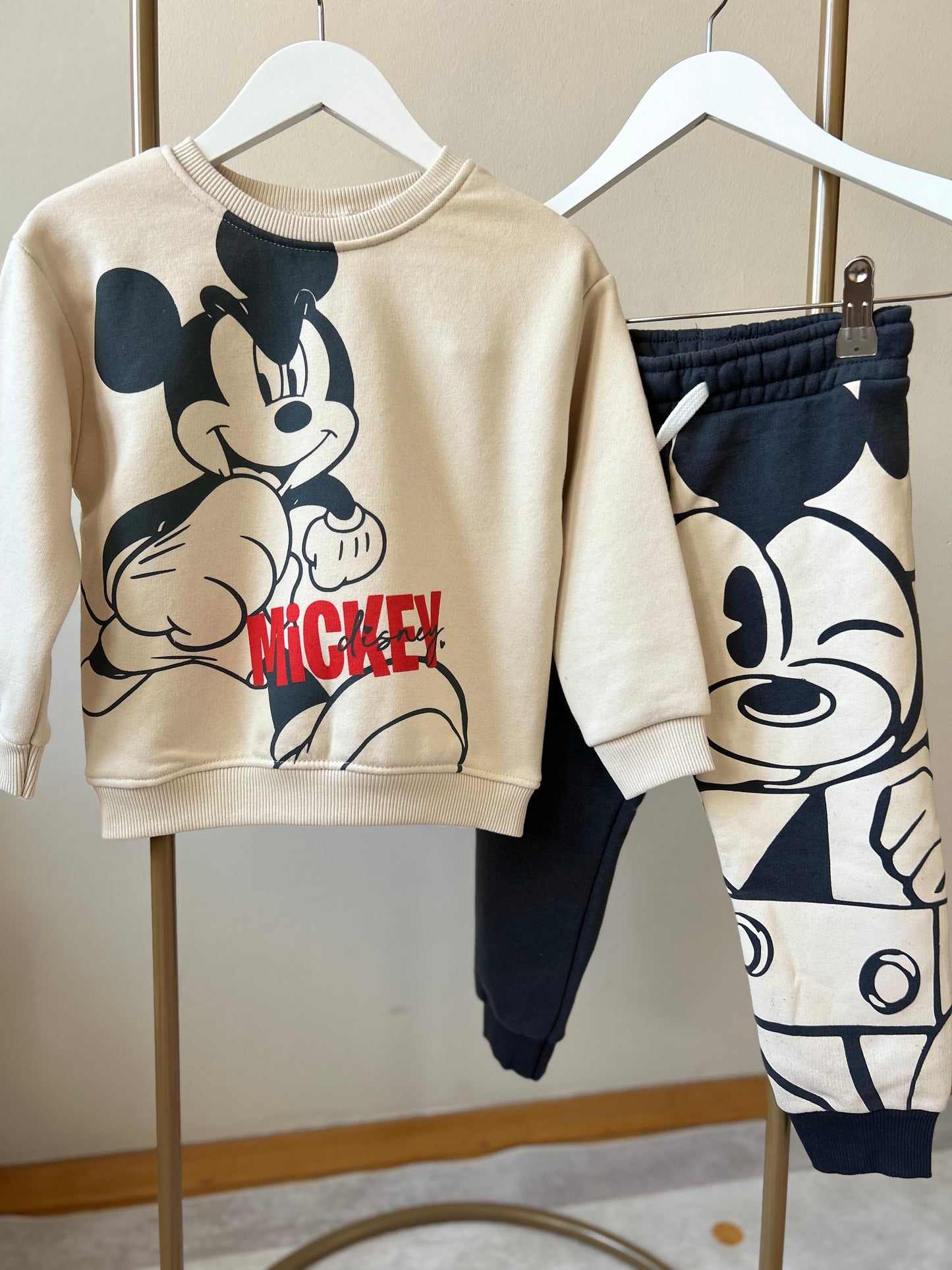 krem mickey mouse 3 iplik erkek çocuk takım