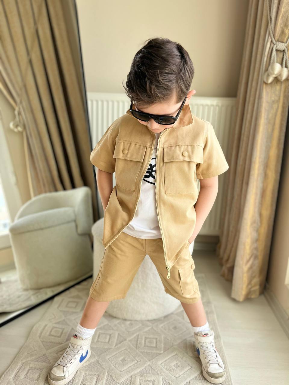 Gabardin 3 lü erkek çocuk takım