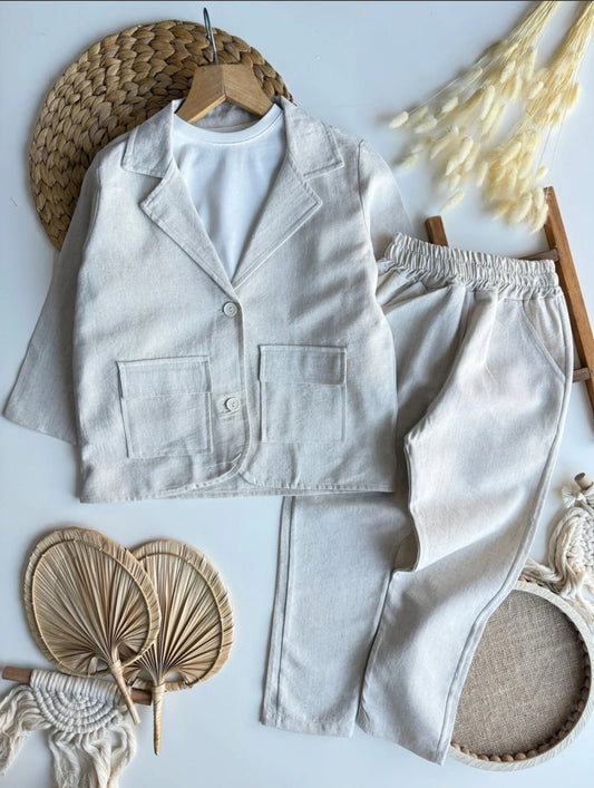 Krem erkek çocuk takım