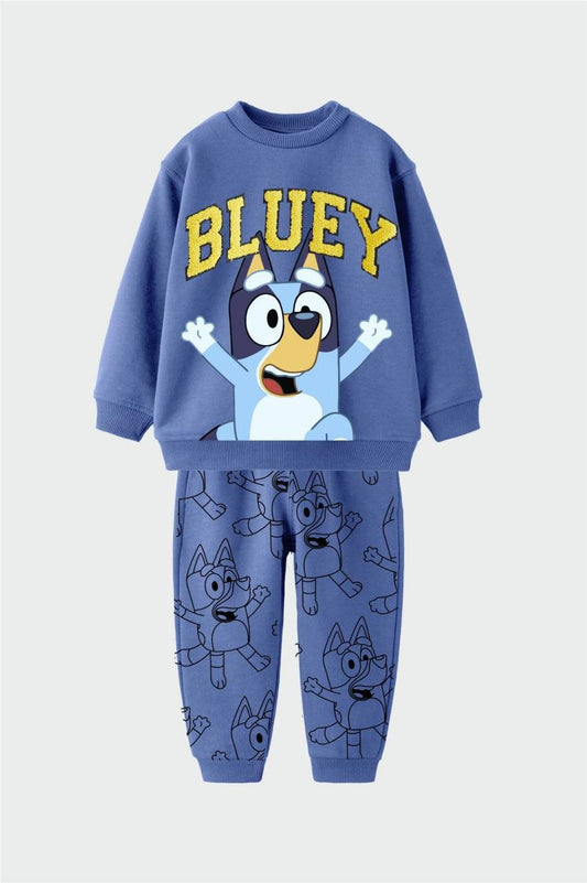 bluey punch işlemeli 3 iplik erkek çocuk takım