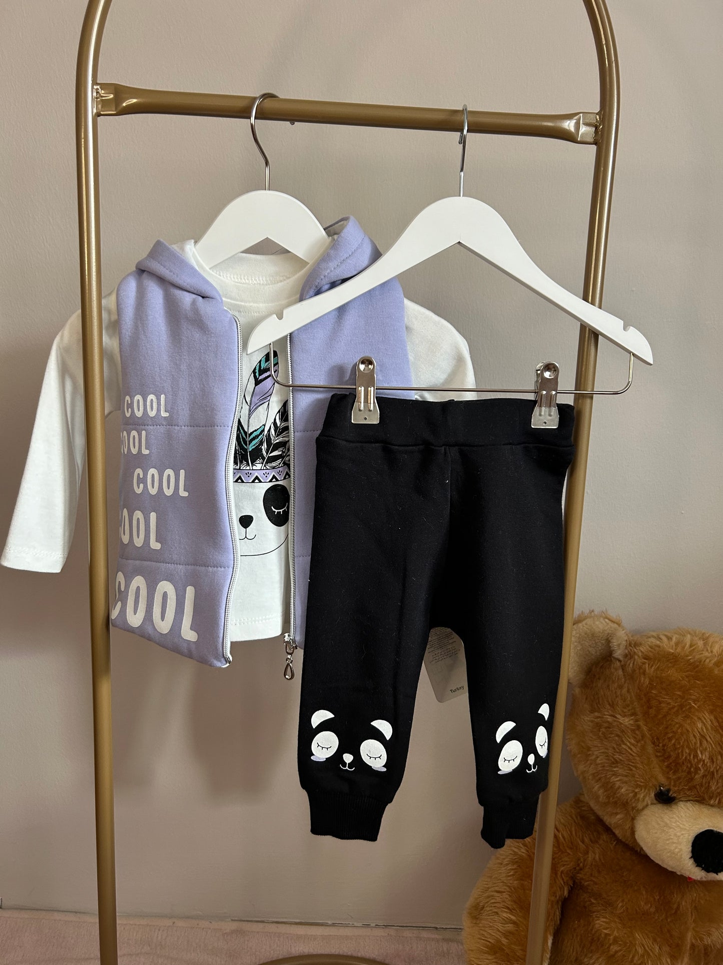 Cool lila 3 lü kız bebek takım