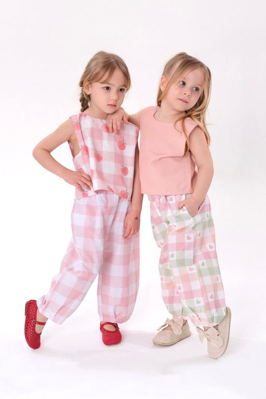 Soft renkler kare pantalon takım