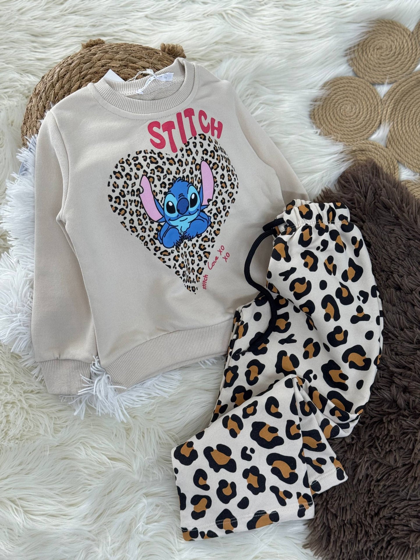 Leopar stitch eşofman takkmı