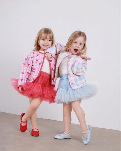 Tütü etek kapitone ceket mavi takım