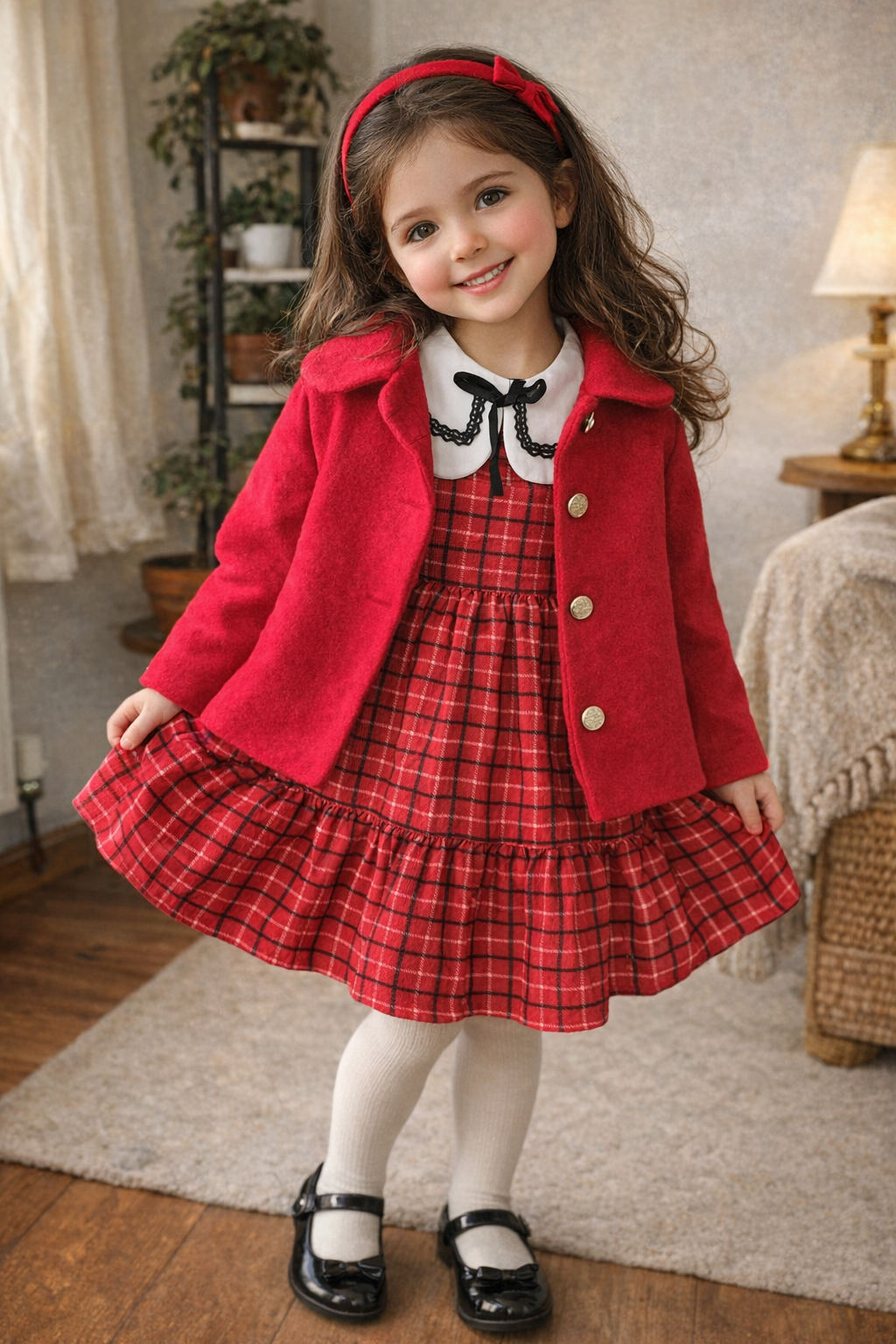 Kaşe ceket- ekose elbise takım