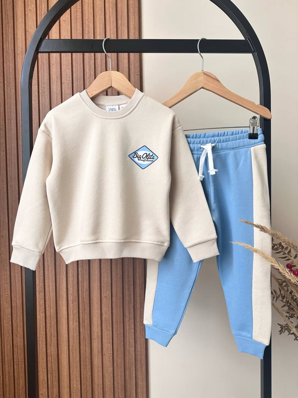 mavi-krem logolu 3 iplik erkek çocuk takım