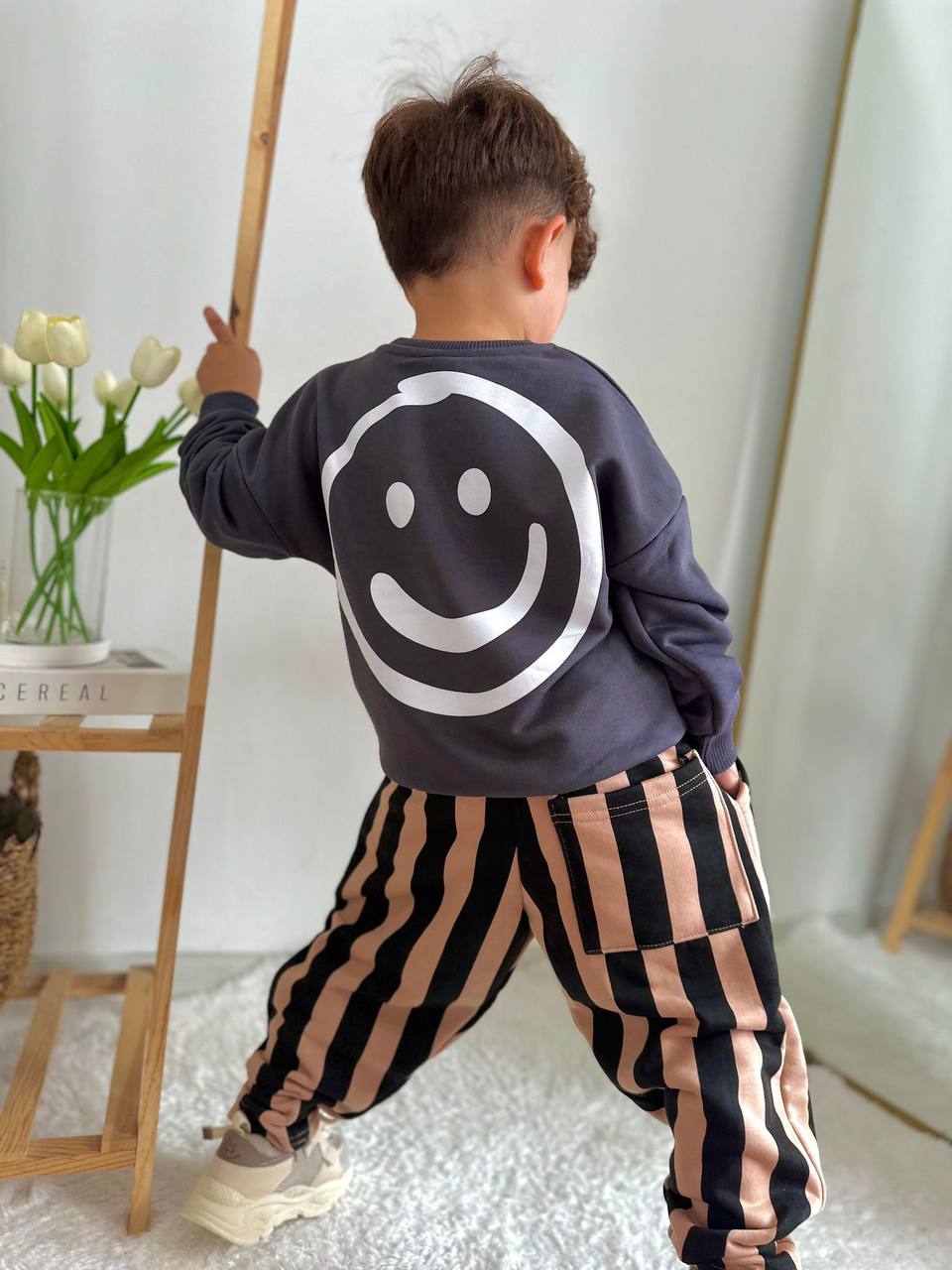 Smile şalvar eşofman 3 iplik erkek çocuk takım