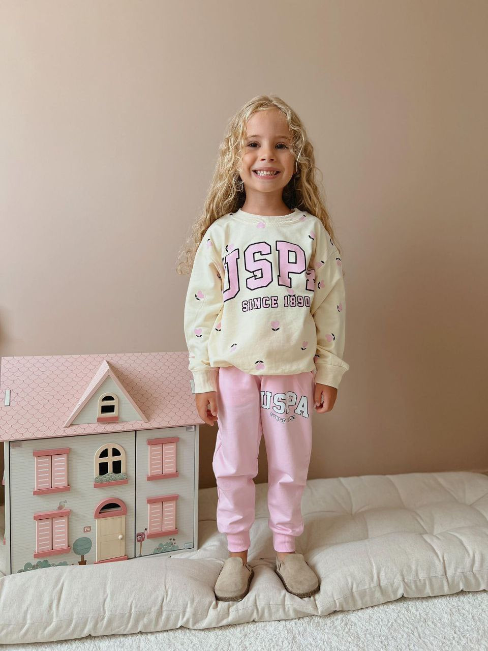 uspa pembe 2 iplik kız çocuk takım