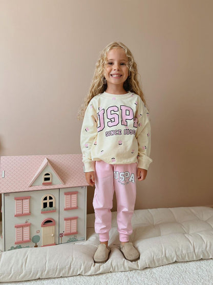 uspa pembe 2 iplik kız çocuk takım