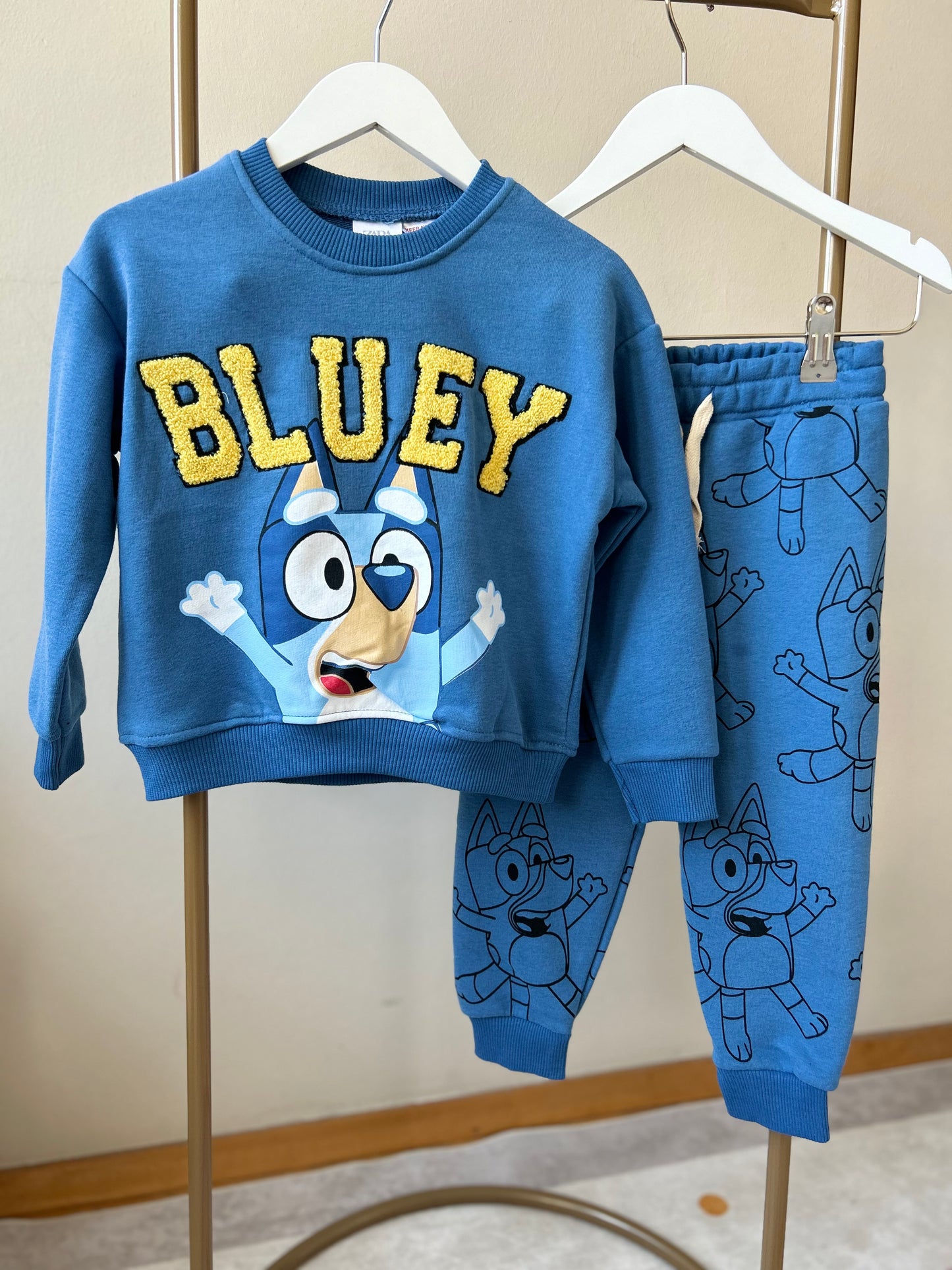 bluey punch işlemeli 3 iplik erkek çocuk takım