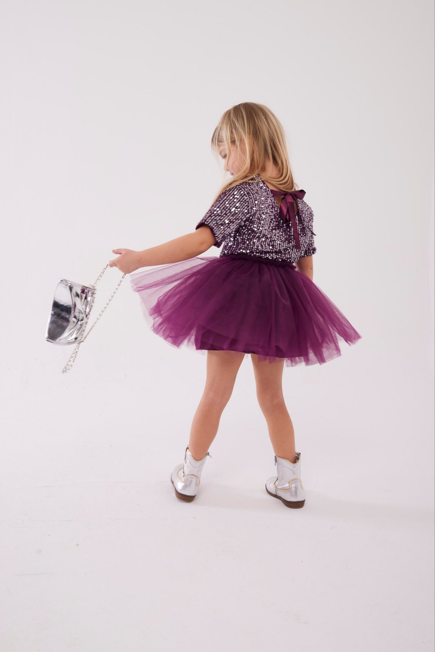 Pulpayet tütü etekli mor kız çocuk takım