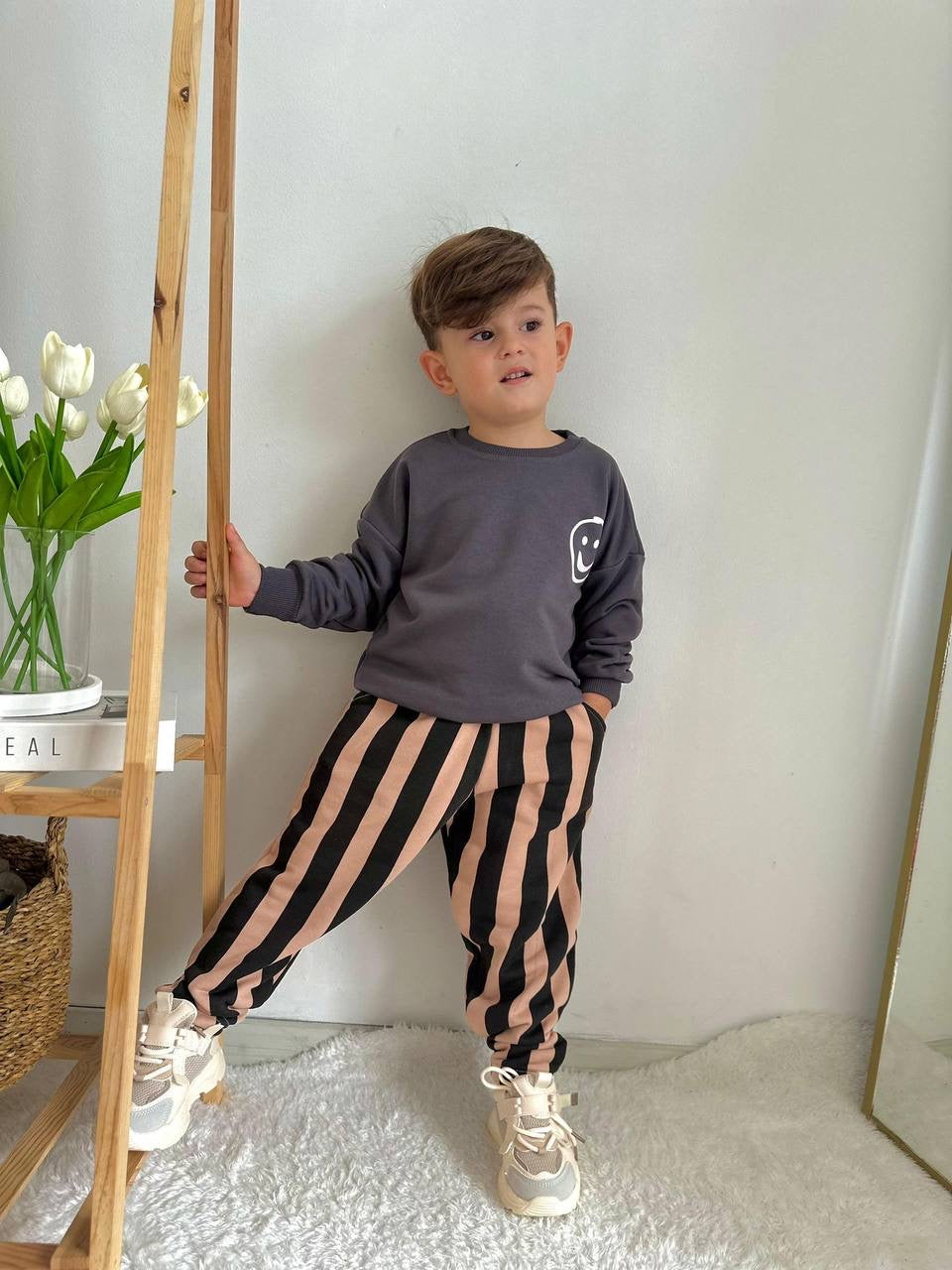 Smile şalvar eşofman 3 iplik erkek çocuk takım