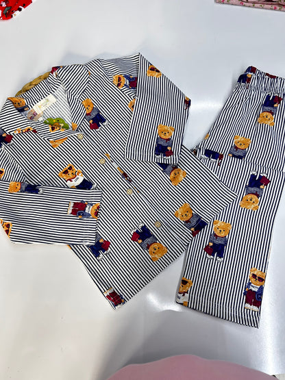 Unisex düğmeli pijama takımı