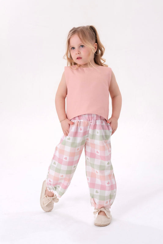 Soft renkler kare pantalon takım
