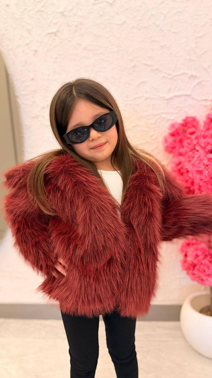 Bordo kız çocuk kürk