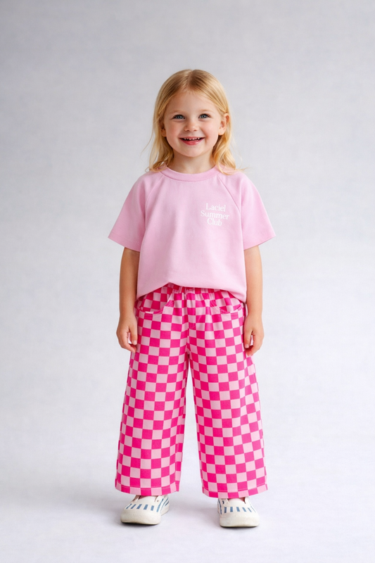 Pembe damalı balon jean