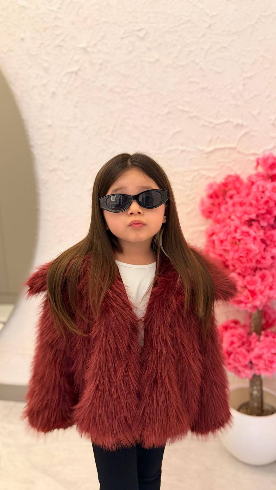 Bordo kız çocuk kürk