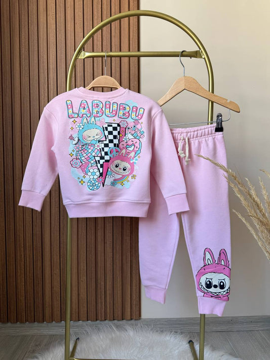 Labubu pembe 3 iplik takım