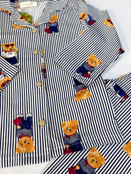 Unisex düğmeli pijama takımı