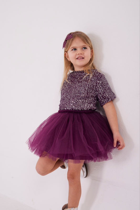 Pulpayet tütü etekli mor kız çocuk takım