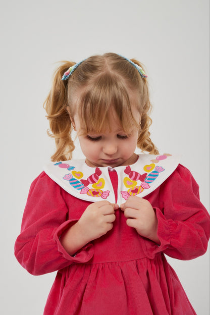 Şeker yakalı kadife elbise