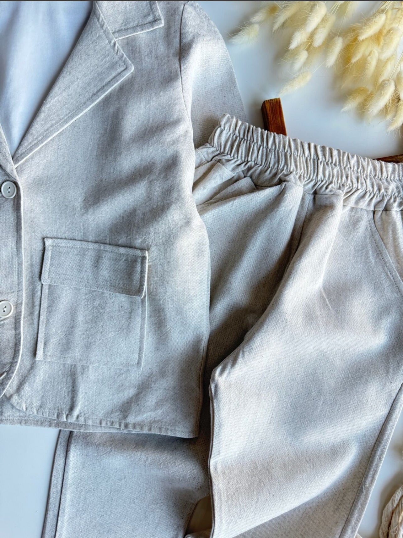 Krem erkek çocuk takım