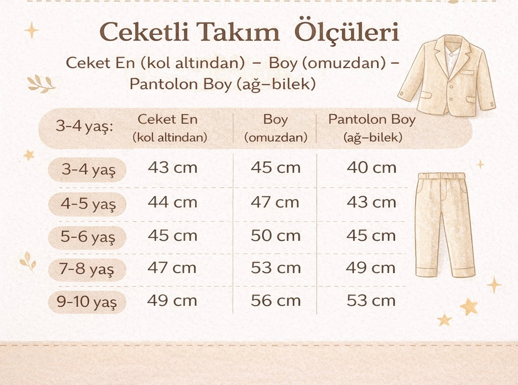 Krem erkek çocuk takım