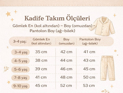 Kadife yeşil erkek çocuk takım