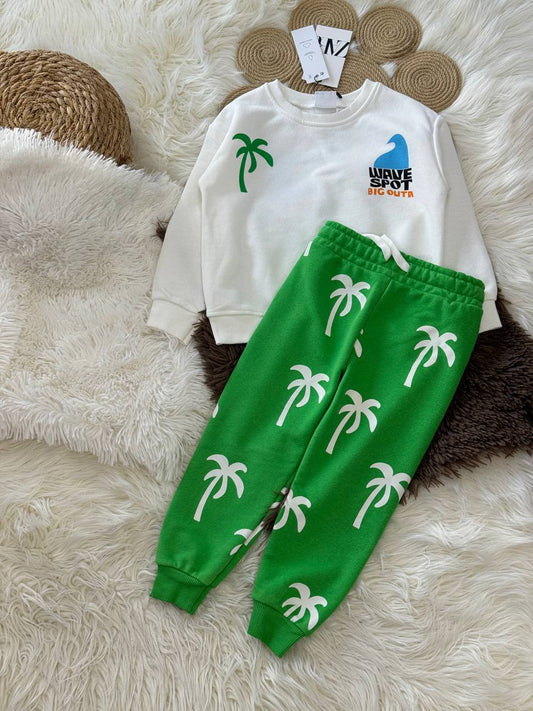 palmiye baskılı erkek çocuk takım