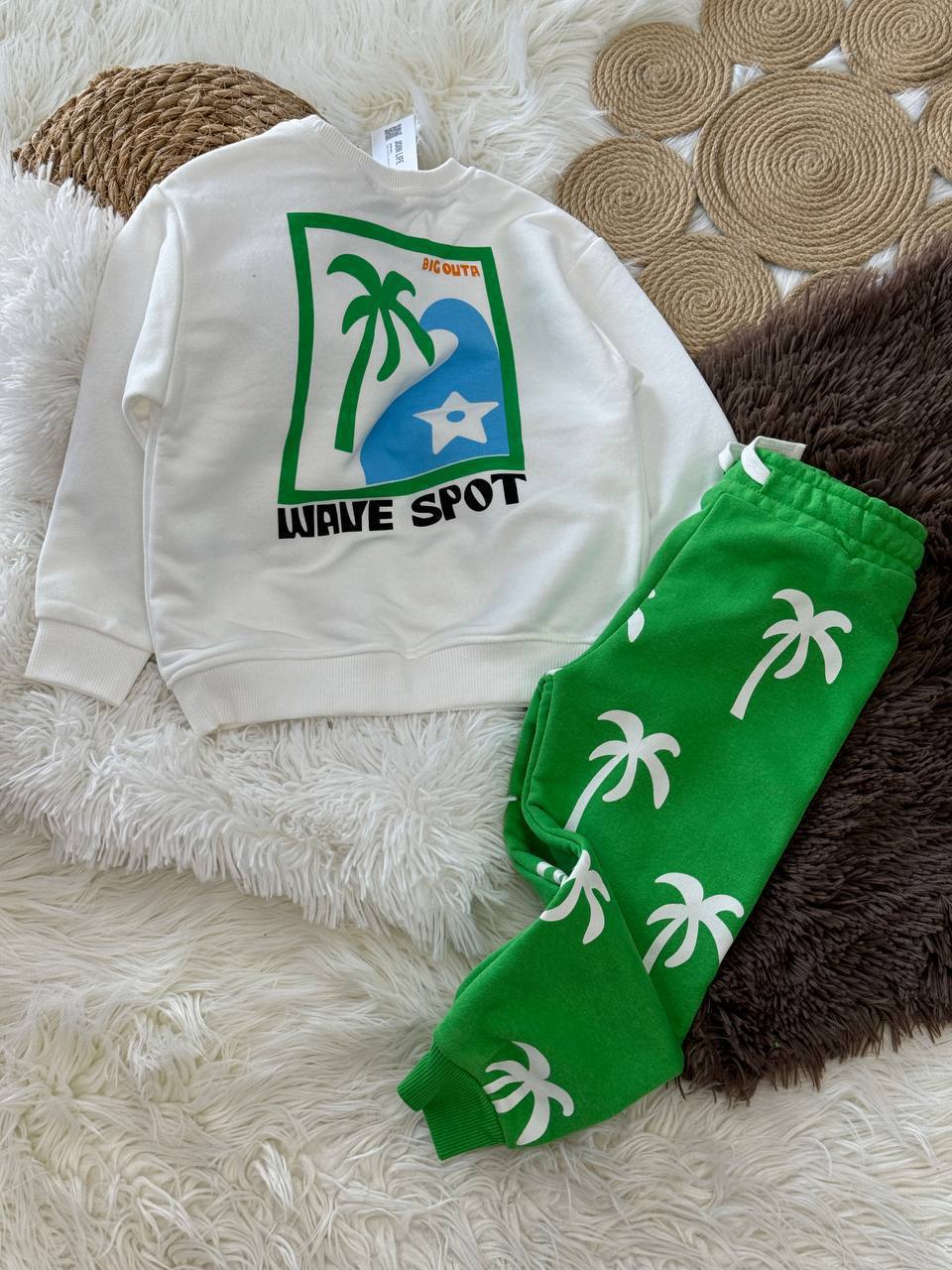 palmiye baskılı erkek çocuk takım