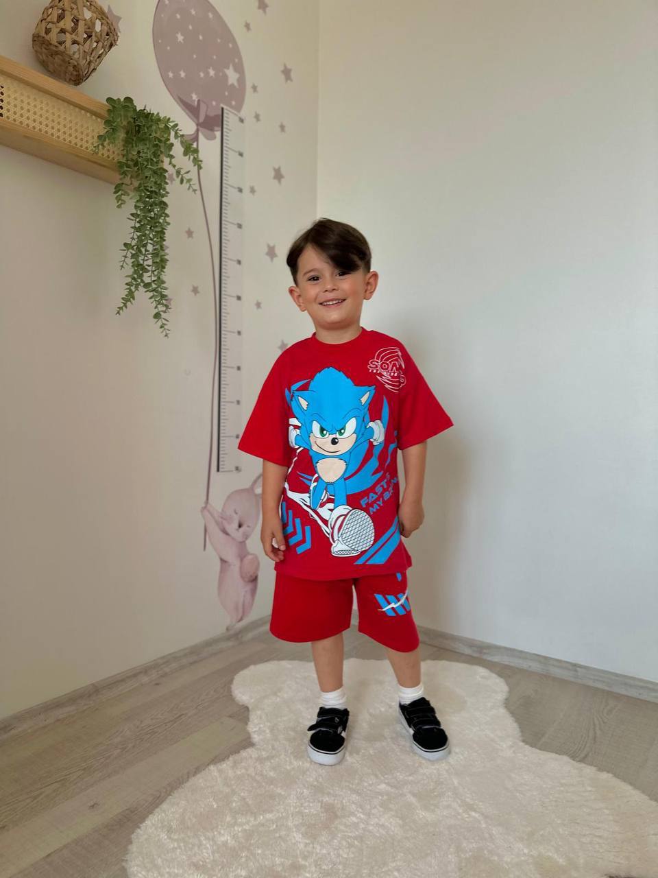 Sonic kırmızı erkek çocuk takım