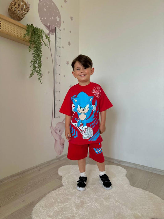 Sonic kırmızı erkek çocuk takım