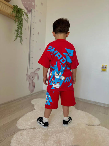 Sonic kırmızı erkek çocuk takım