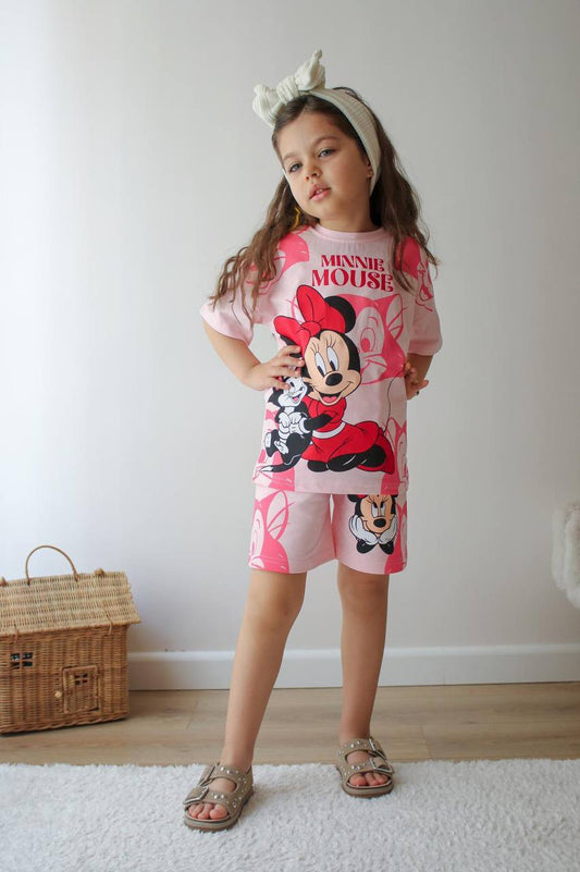 Minnie mouse kedili kız çocuk takım