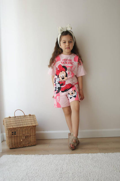 Minnie mouse kedili kız çocuk takım