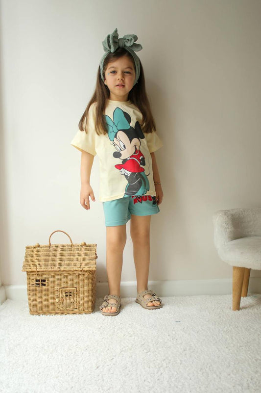 Minnie mouse yeşil kız çocuk takım